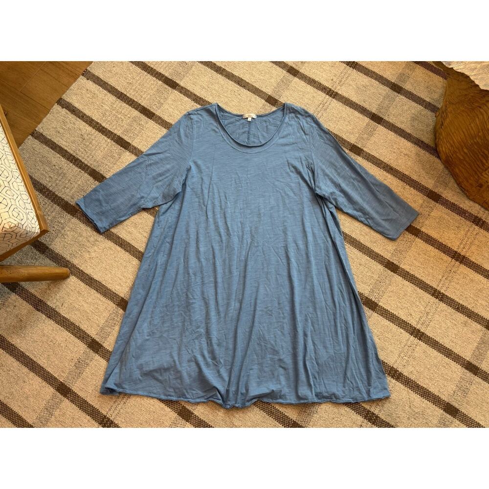 Kleen Light Blue Lagenlook Tunic 3/4 Women’s 2X XXL Cotton Top Artsy